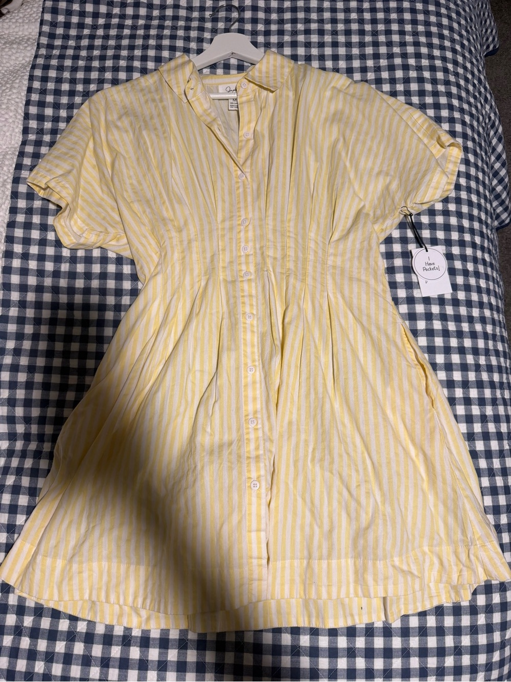 Yellow Stripe Button-Front Dress